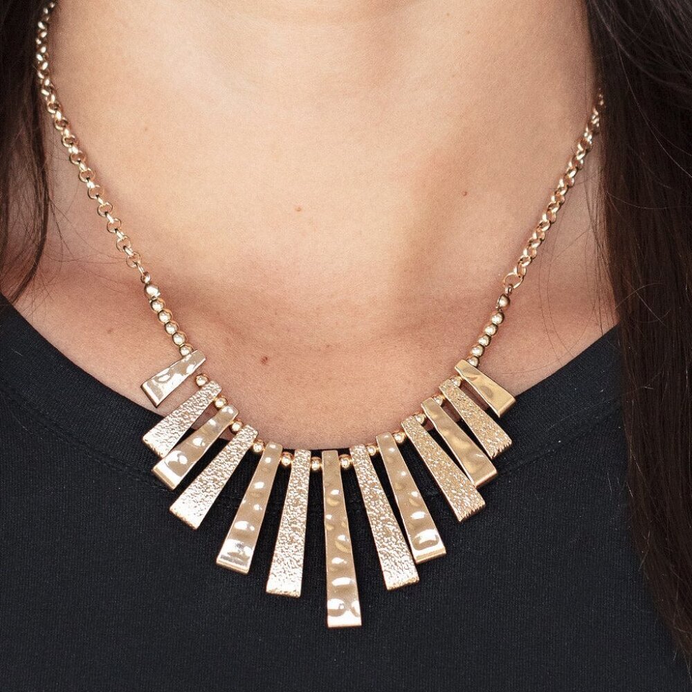 Paparazzi Jewelry Accessories - The MANE Course - Gold Necklace - Vintage